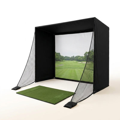 Golf Simulator Enclosure Built for Home Practice, Light-Proof HD Screen, Foam-Padded Poles, Complete Kit