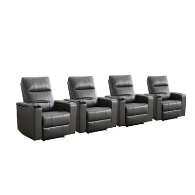 33.1'' Wide Modern Faux Leather Power Reclining Home Theater Individual Seat with Cup Holders (Set of 4)