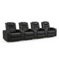 Home Theater Recliners Built for Comfort, Faux Leather, USB Charging Ports, Dual Cup Holders, Set of 4