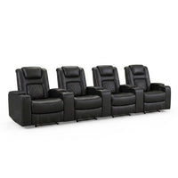 36.22" W Luxury Individual Seat Top Faux Leather Home Theater Seat Recliners Quadruple Seat with USB & Dual Cup Holders & Arm Storage (Set of 4) — Studio Shot