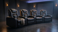 36.22" W Luxury Individual Seat Top Faux Leather Home Theater Seat Recliners Quadruple Seat with USB & Dual Cup Holders & Arm Storage (Set of 4) — Lifestyle