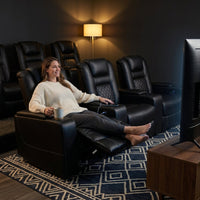 36.22" W Luxury Individual Seat Top Faux Leather Home Theater Seat Recliners Quadruple Seat with USB & Dual Cup Holders & Arm Storage (Set of 4) — Lifestyle