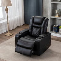 Home Theater Recliners Built for Comfort, Faux Leather, USB Charging Ports, Dual Cup Holders, Set of 4