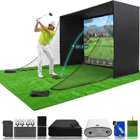 Golf Simulator Enclosure Built for Home Practice, Light-Proof HD Screen, Foam-Padded Poles, Complete Kit