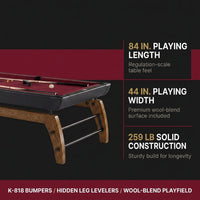Edgewood 84 In. Pool Table with Accessories — Results & Stats