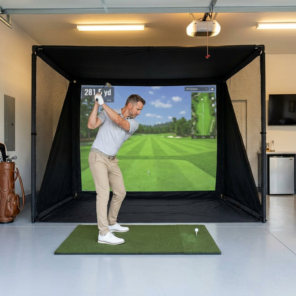 Golf Simulator Enclosure Built for Home Practice, Light-Proof HD Screen, Foam-Padded Poles, Complete Kit