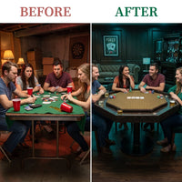 Lost Mill 8 Station Poker Table 1 Quantity in Mocha Oak 1 Pack — Before & After