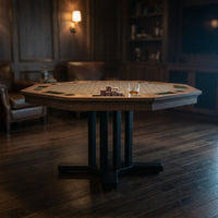 Lost Mill 8 Station Poker Table 1 Quantity in Mocha Oak 1 Pack — Studio Shot