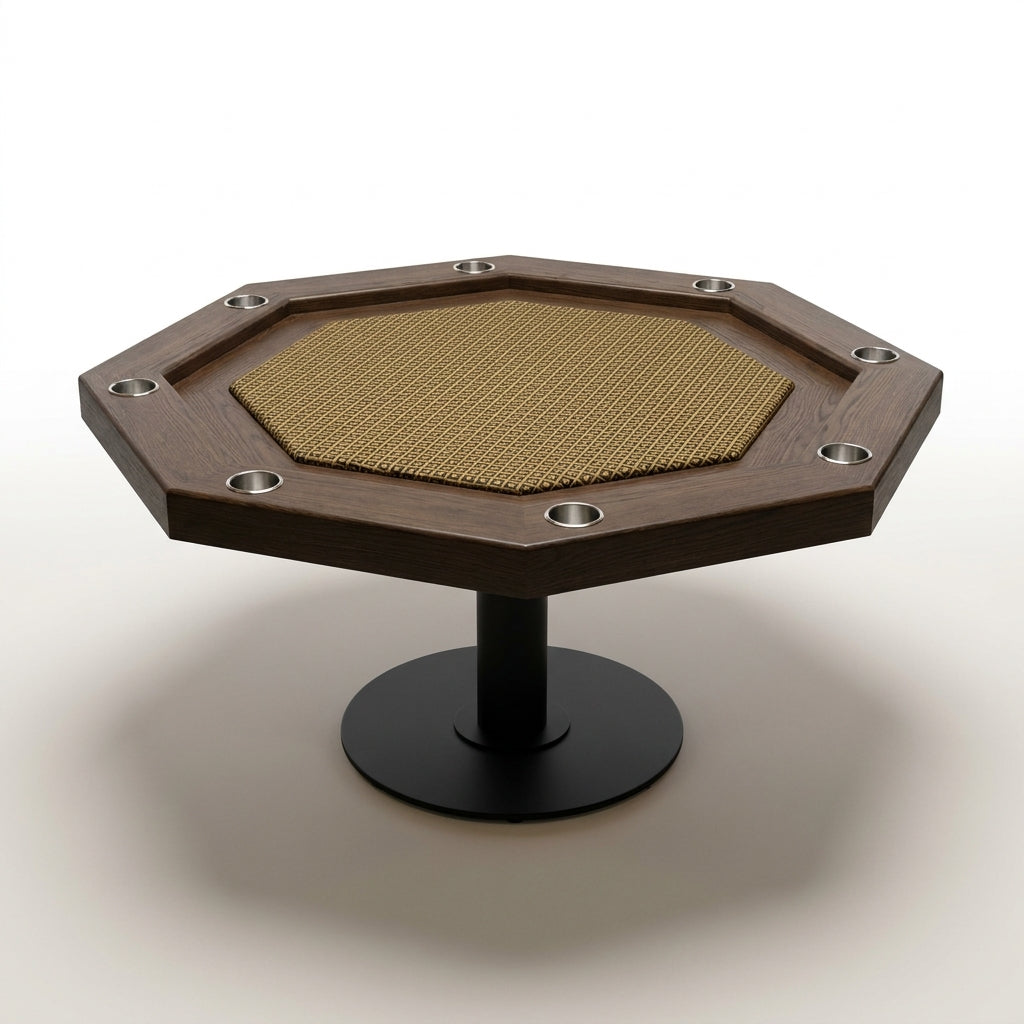Lost Mill 8 Station Poker Table 1 Quantity in Mocha Oak 1 Pack — Studio Shot