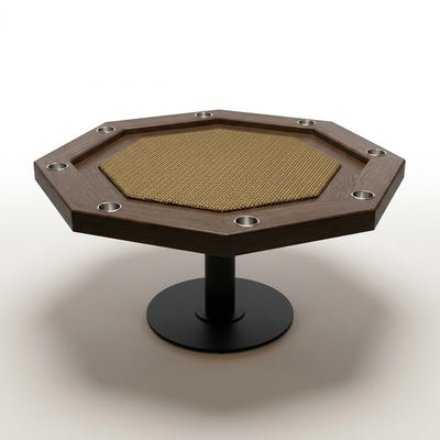 Poker Table Built for Serious Games, Solid Oak Frame, Speed Cloth Surface, 8 Player Stations, Mocha Finish