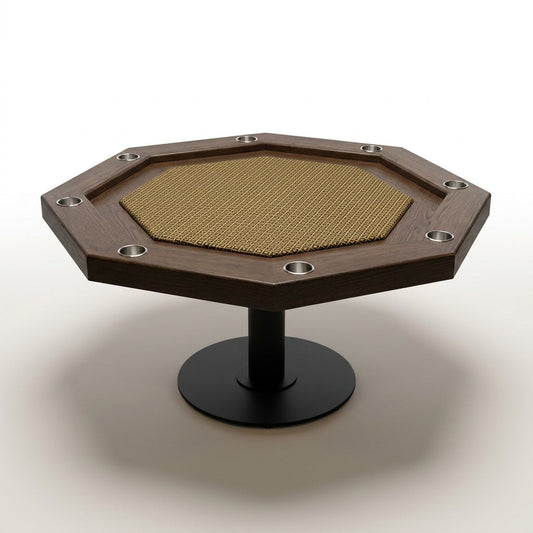 Lost Mill 8 Station Poker Table 1 Quantity in Mocha Oak 1 Pack — Studio Shot