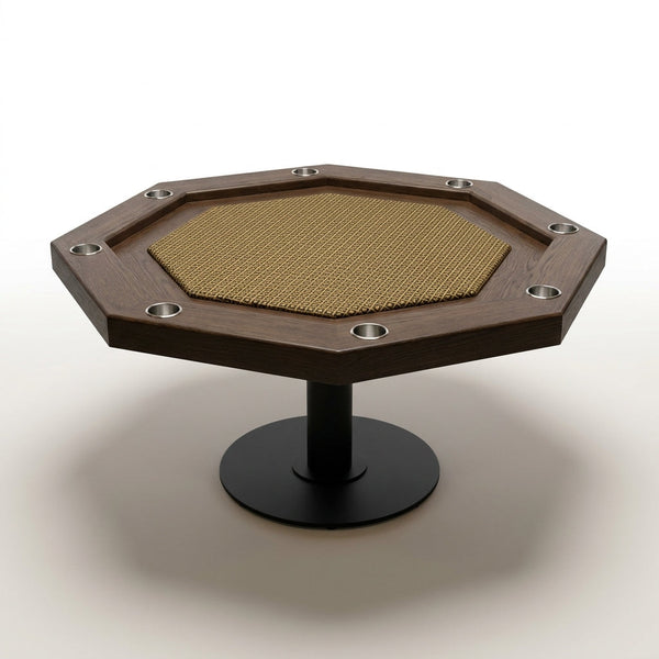 Lost Mill 8 Station Poker Table 1 Quantity in Mocha Oak 1 Pack — Studio Shot