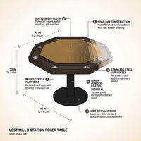 Lost Mill 8 Station Poker Table 1 Quantity in Mocha Oak 1 Pack — How It Works