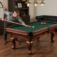 Pool Table Crafted for Tournament Play, 1-Inch Slate Bed, Solid Wood Frame, Wool-Blend Surface — Lifestyle