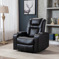 Home Theater Recliners Built for Comfort, Faux Leather, USB Charging Ports, Dual Cup Holders, Set of 4